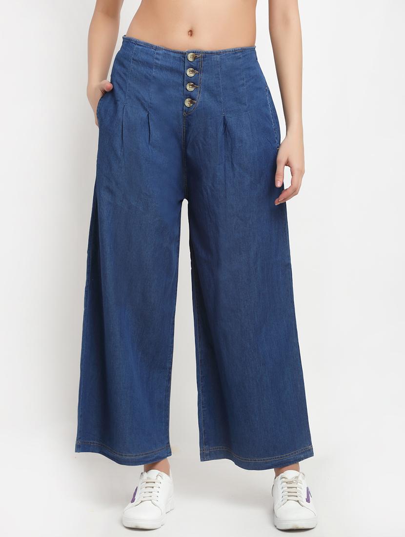 mid rise denim palazzo - 17785543 - Zoom Image - 0