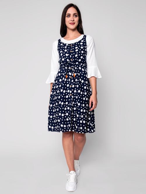 Drawstring Waist Printed Dungaree Dress - 17790412 - Very Small Image - 1