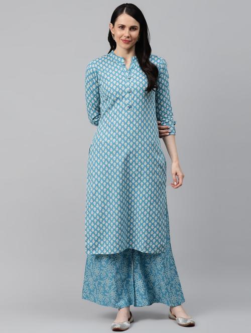 printed kurta palazzo set - 17794535 -  Standard Image - 0