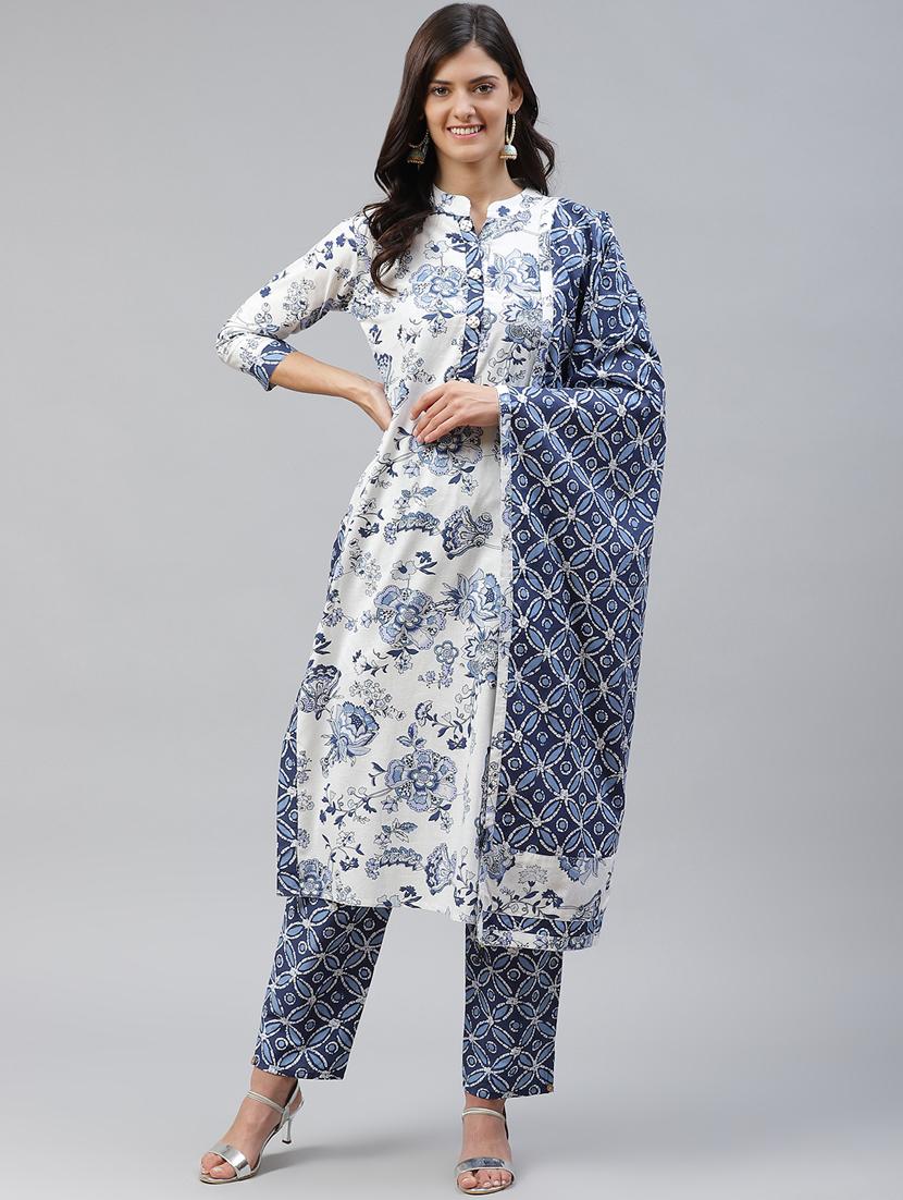 printed kurta pant set with dupatta - 17794551 - Zoom Image - 0