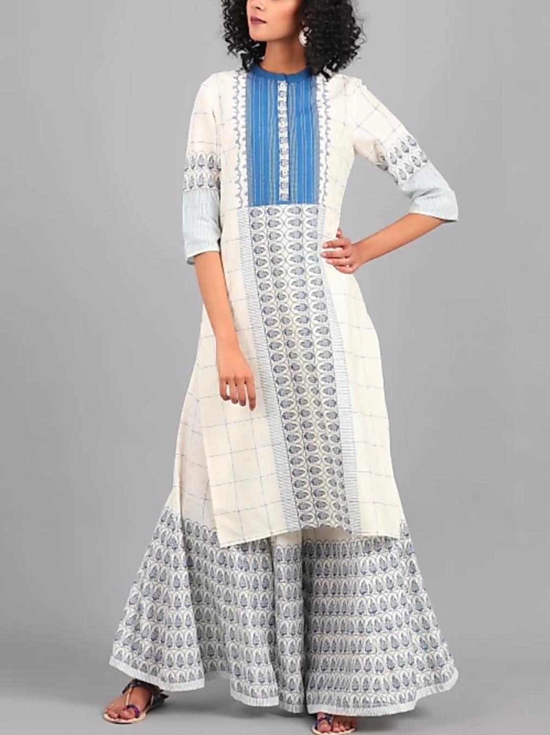 white cotton blend kurti