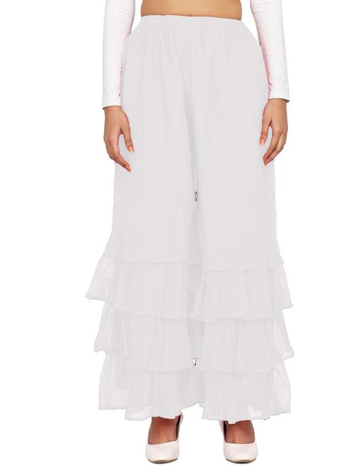 triple layered women's georgette palazzo white  - 17812676 - Very Small Image - 1