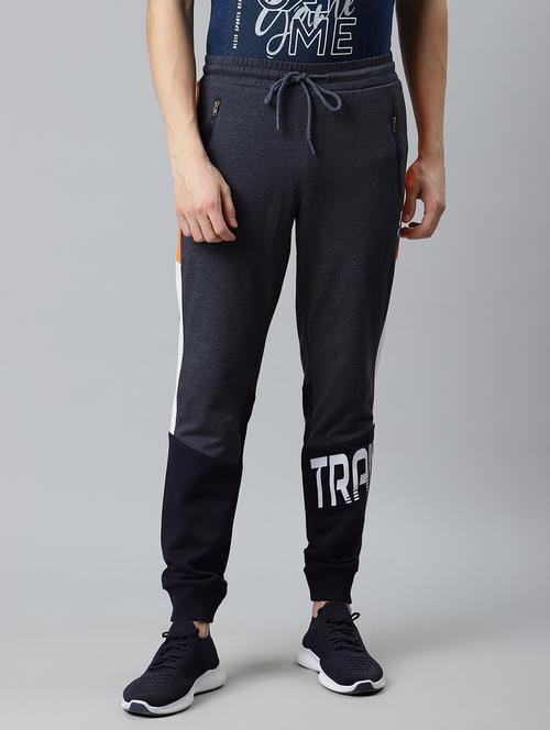 blue color block printed jogger - 17825398 - Very Small Image - 1