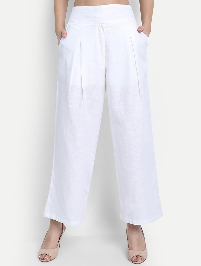 women solid high rise wide leg trouser - 17832557 - Zoom Image - 0