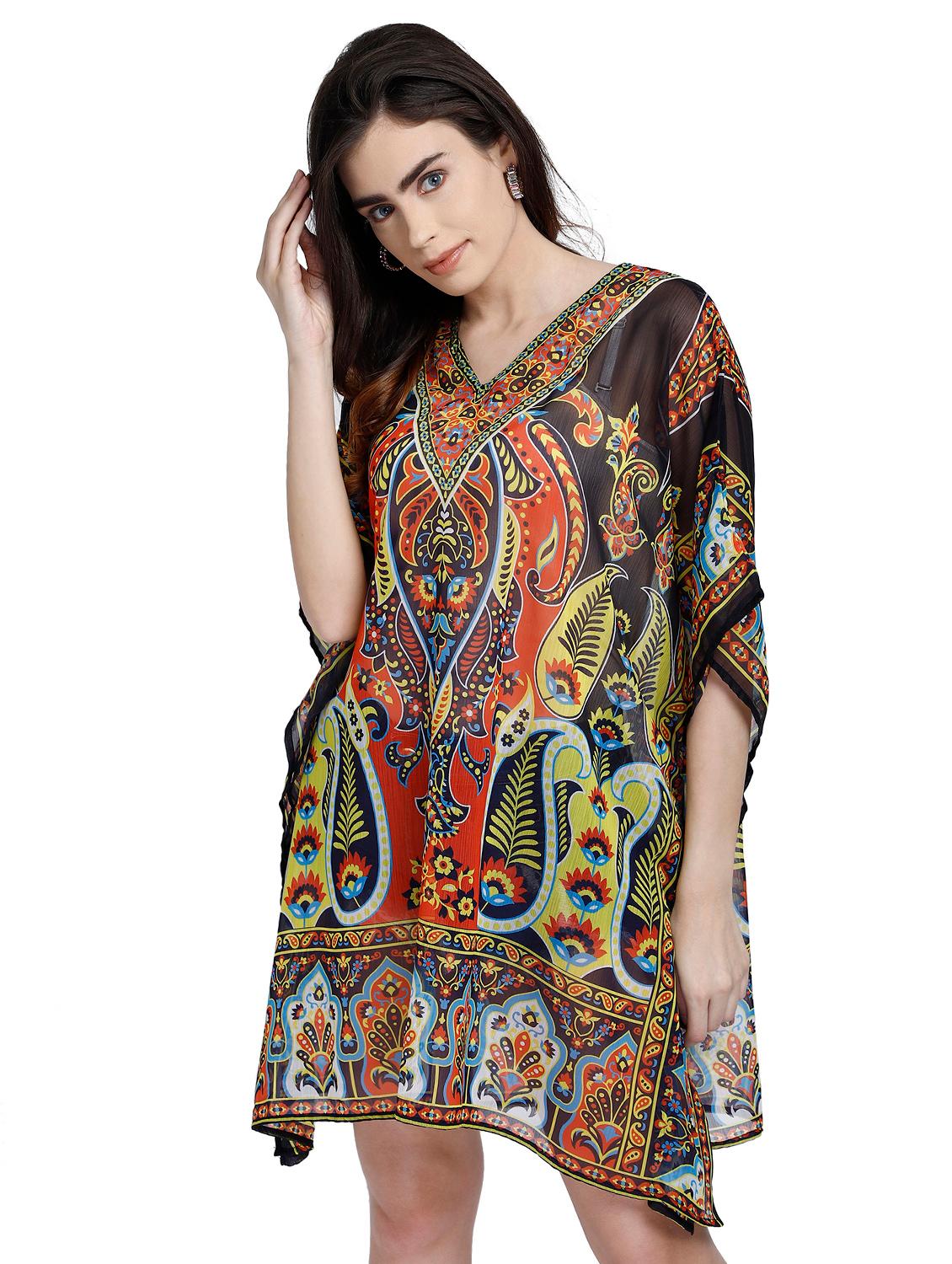 v-neck paisley kaftan dress - 17837758 -  Standard Image - 1