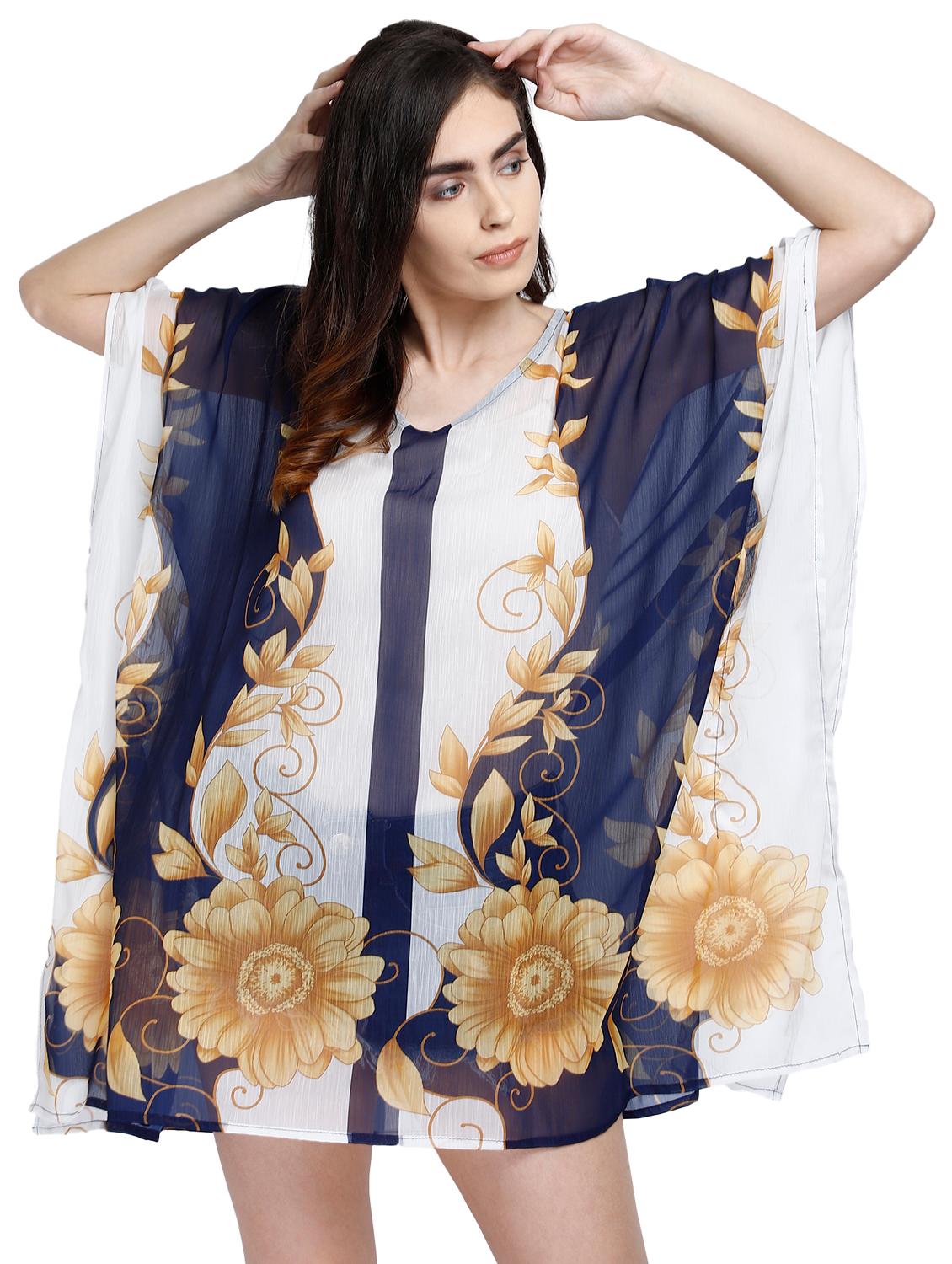 round neck printed kaftan dress - 17837767 - Standard Image - 3