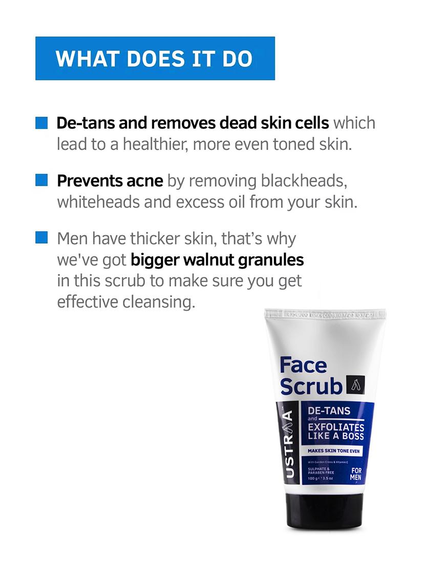 ustraa blue deodorant - 150 ml, face wash oily skin - 200 g & de-tan face scrub - 100g - 17847508 - Standard Image - 6