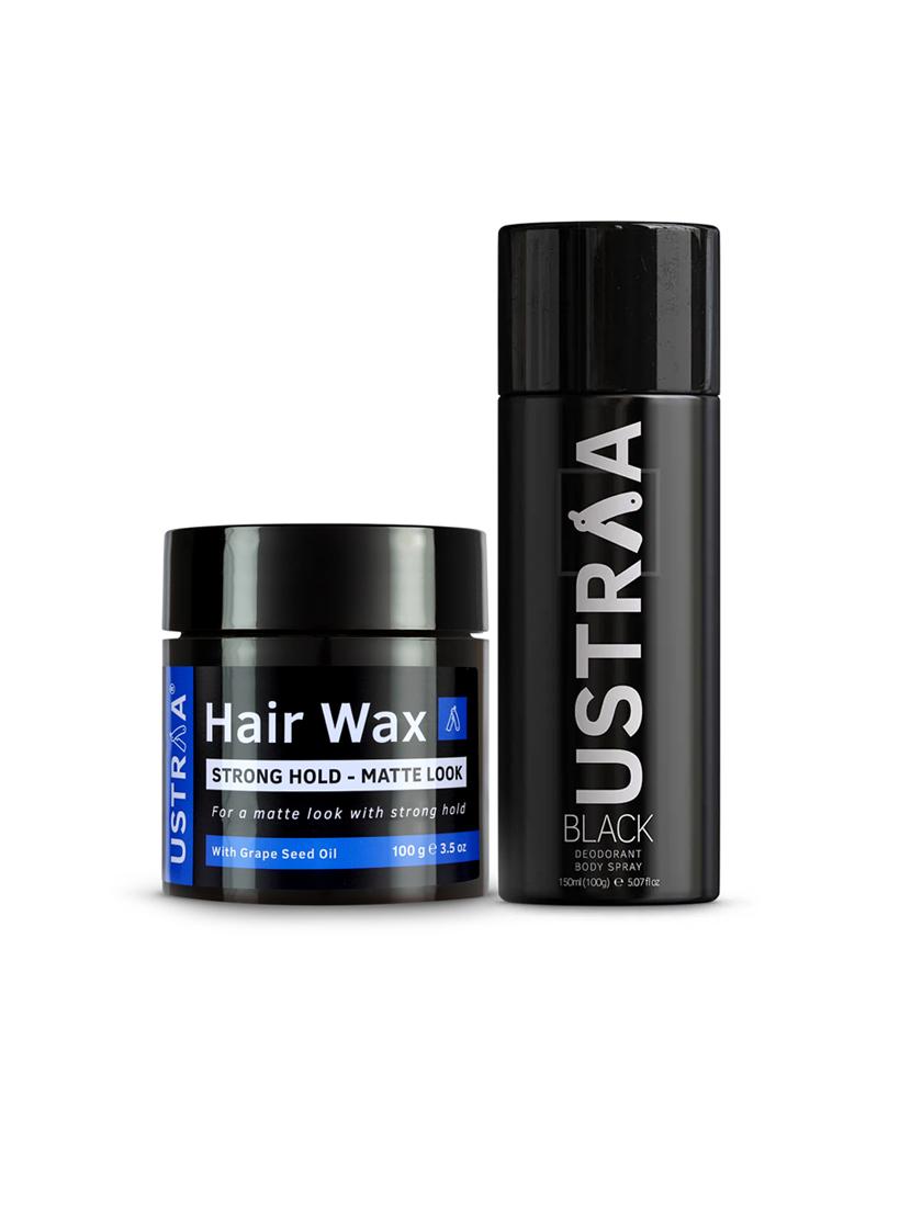 ustraa black deodorant - 150ml & hair wax matt look strong hold -100g - 17847517 - Zoom Image - 0