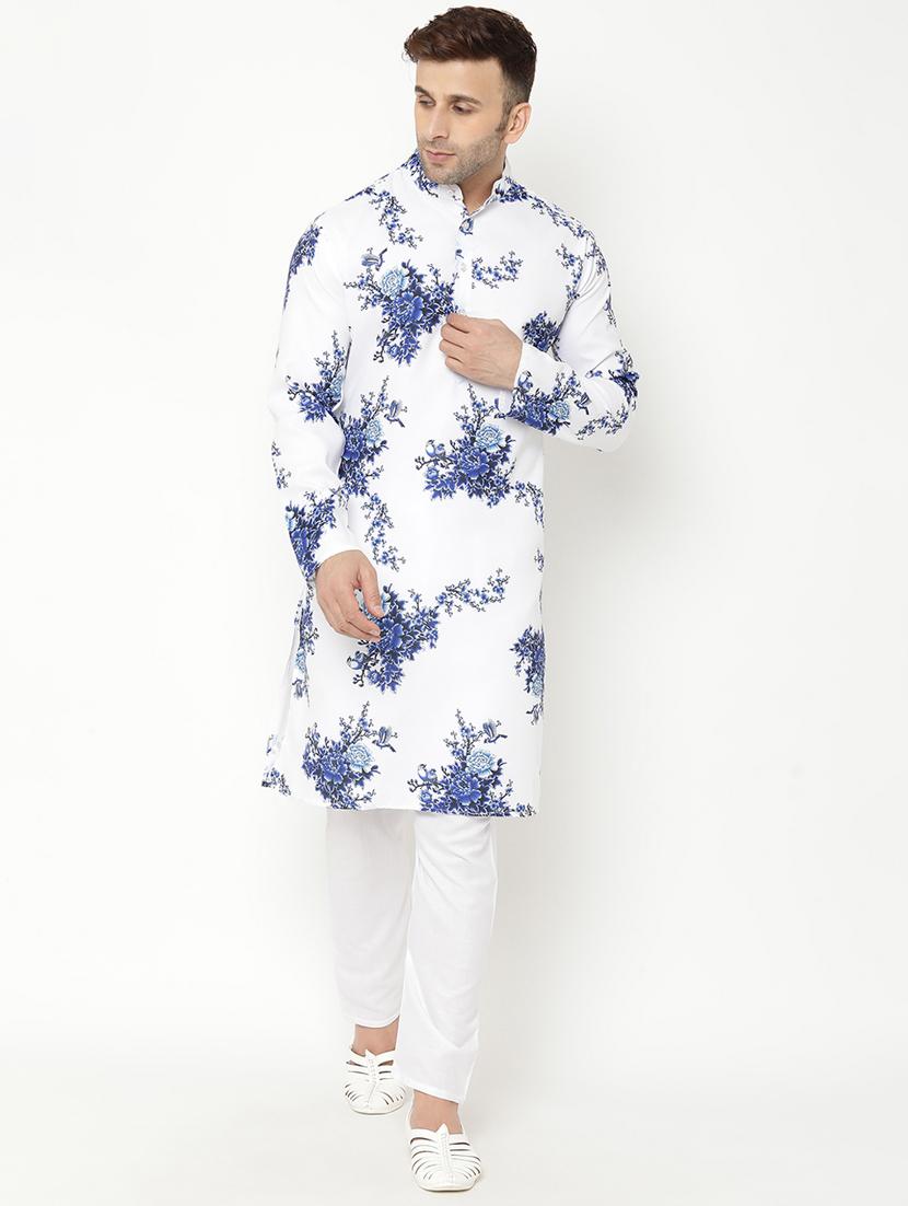 white floral print kurta pyjama set - 17855781 -  Standard Image - 1