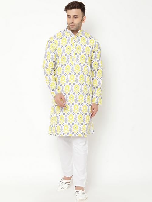 yellow printed kurta pyjama set - 17855787 -  Standard Image - 0