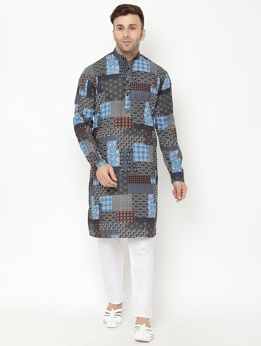 black printed kurta pyjama set - 17855817 -  Zoom Image - 0