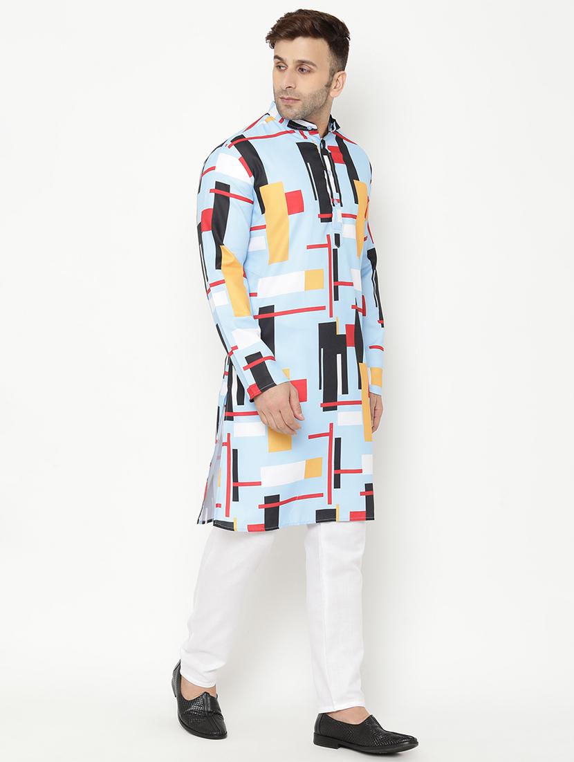 blue printed kurta pyjama set - 17855823 - Standard Image - 2