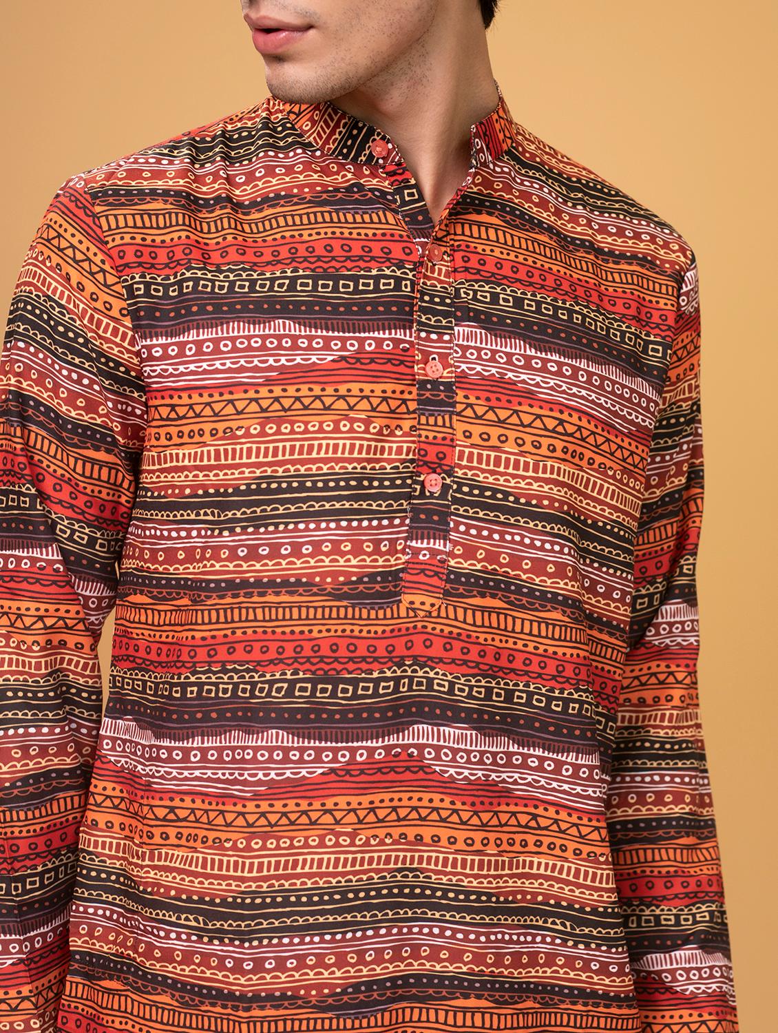 brown printed kurta pyjama set - 17855827 - Standard Image - 5