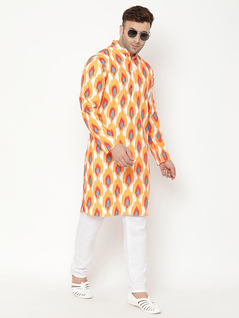 orange printed kurta pyjama set - 17855843 - Zoom Image - 4