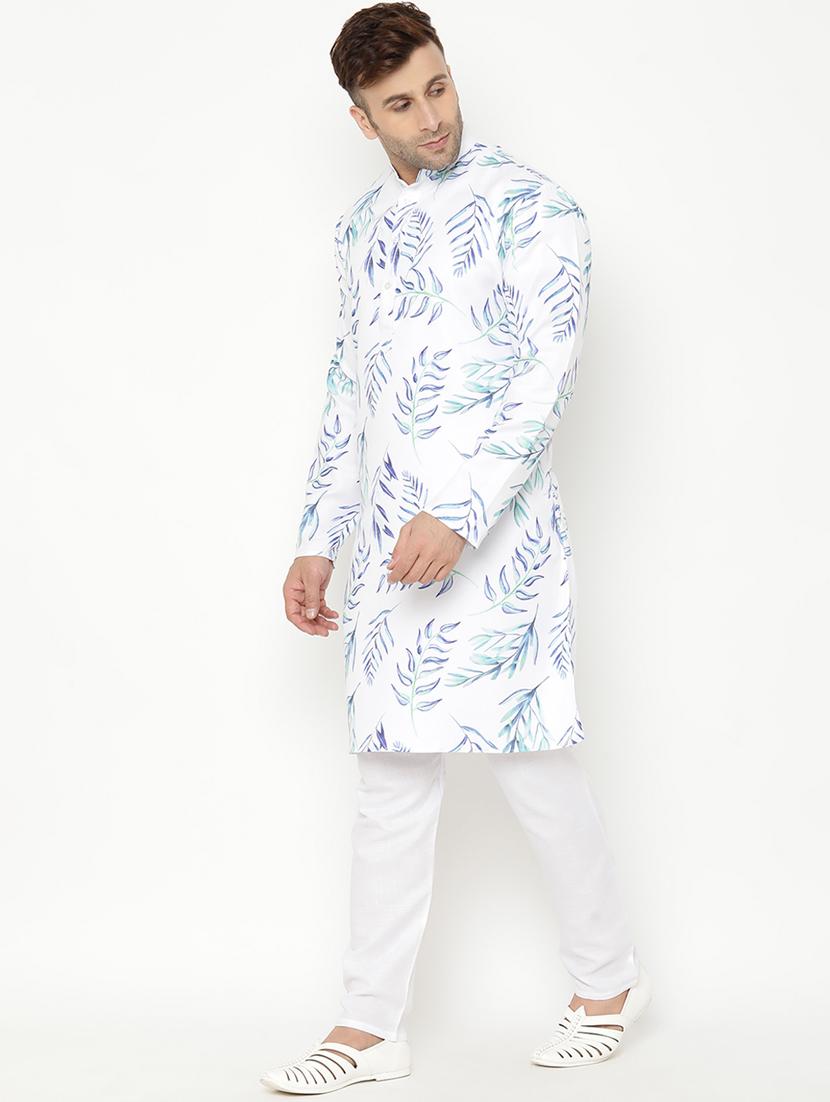 white printed kurta pyjama set - 17855859 - Standard Image - 3