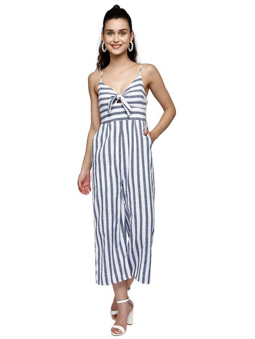 tie front striped  jumpsuit - 17901090 - Very Small Image - 1