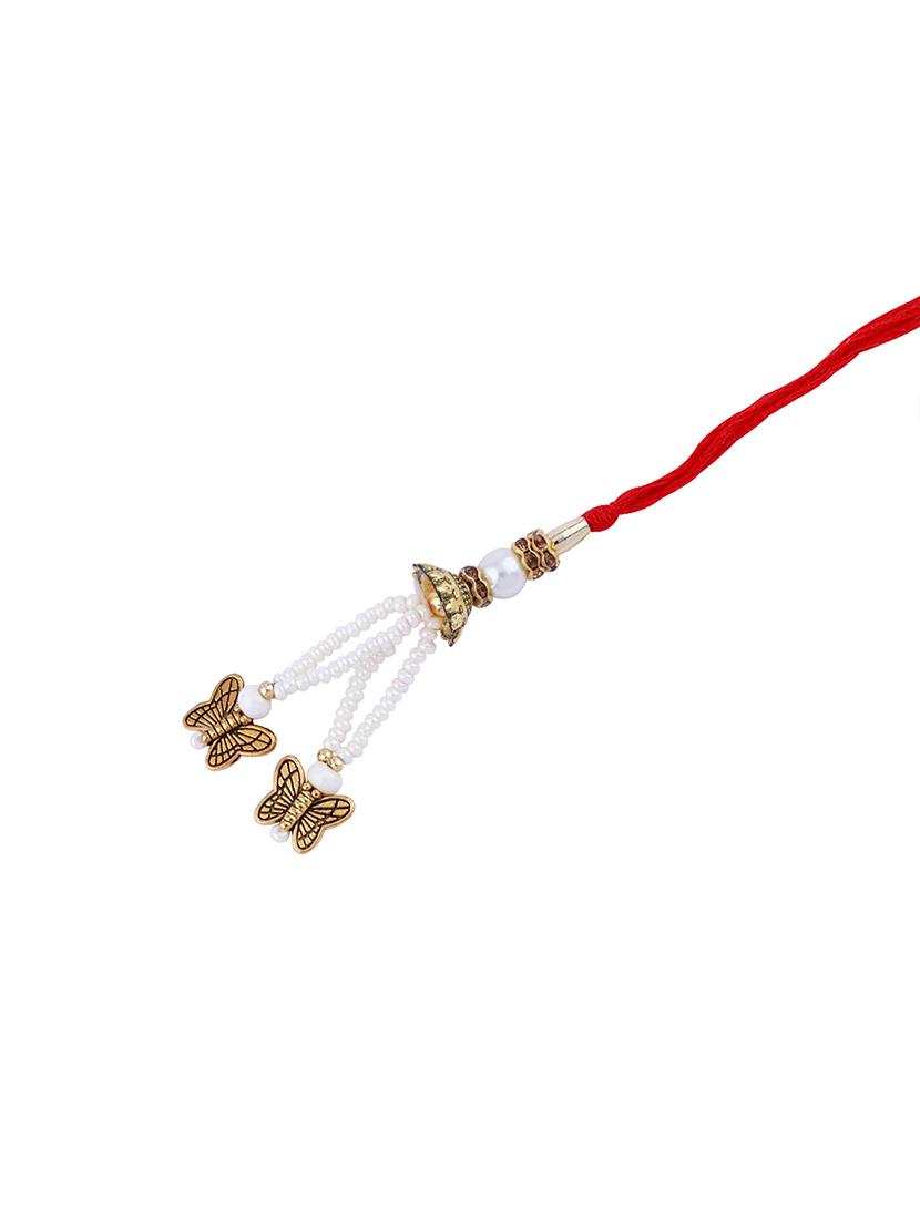 set of 2 thread rakhi with roli chawal and greeting card - 17909883 - Standard Image - 4