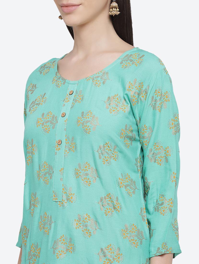 foil print kurta palazzo set - 17910948 - Zoom Image - 3