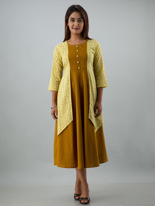 bandhani printed layered ethnic dress - 17911825 - Standard Image - 0