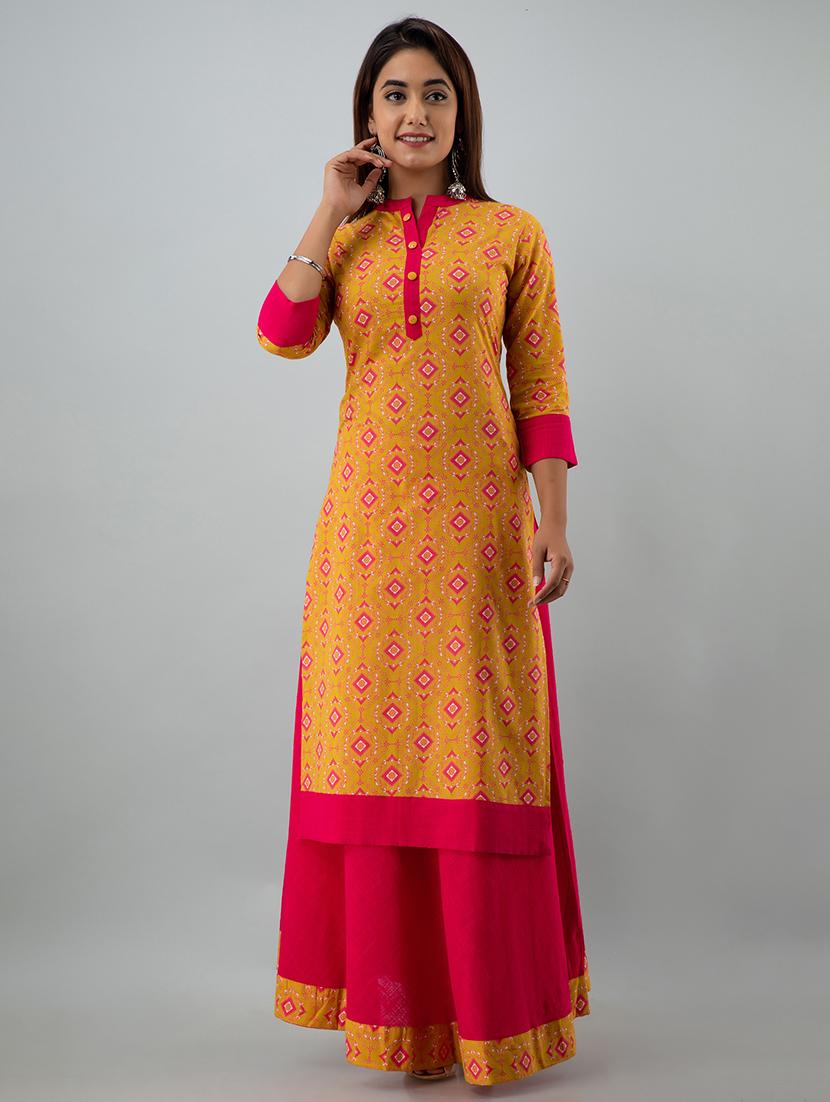 printed kurta skirt set - 17911838 -  Standard Image - 0