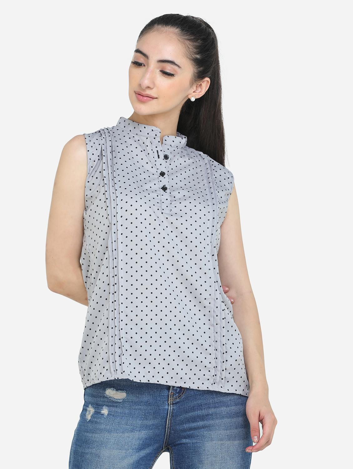 women's straight mandarin neck top - 17969216 -  Zoom Image - 0