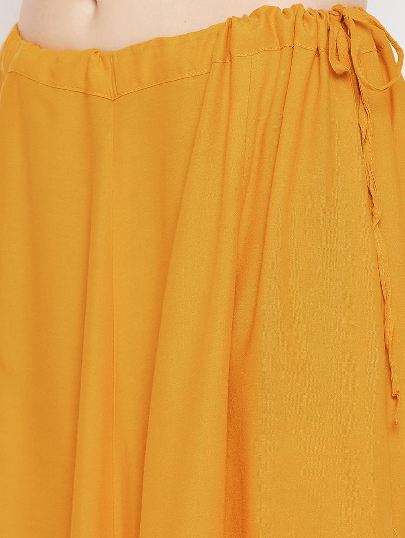 mustard rayon flared skirt - 17969485 - Standard Image - 5