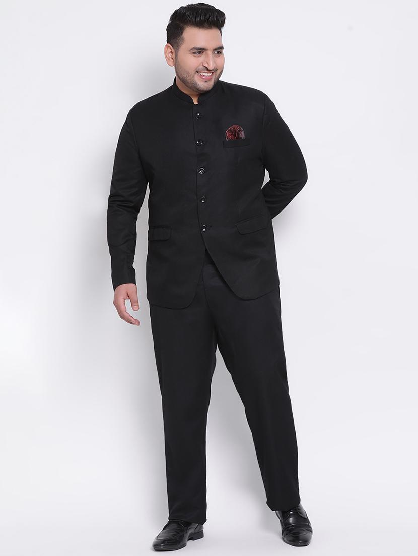 black solid bandhgala blazer - 17975815 - Standard Image - 3