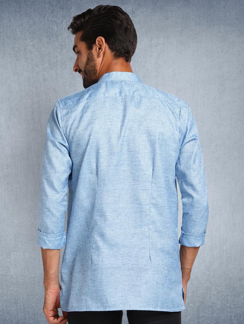 light blue solid short kurta - 17976667 - Standard Image - 2
