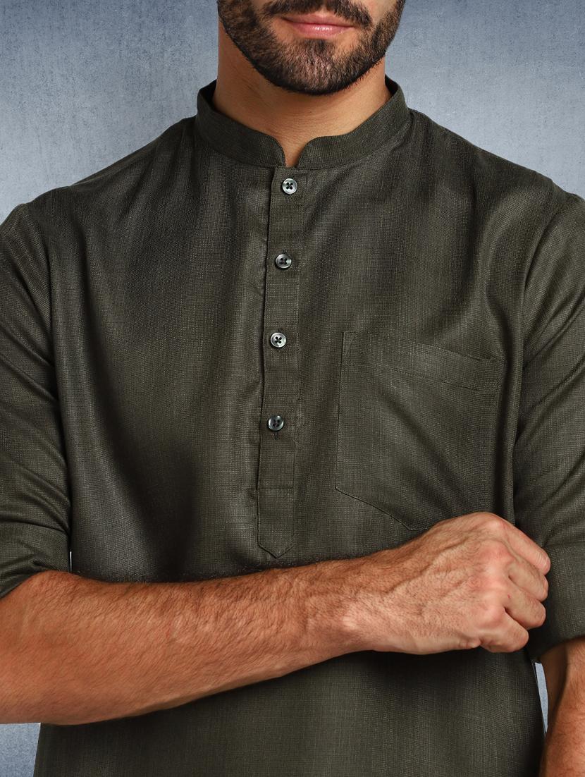 green solid short kurta - 17976671 - Zoom Image - 4
