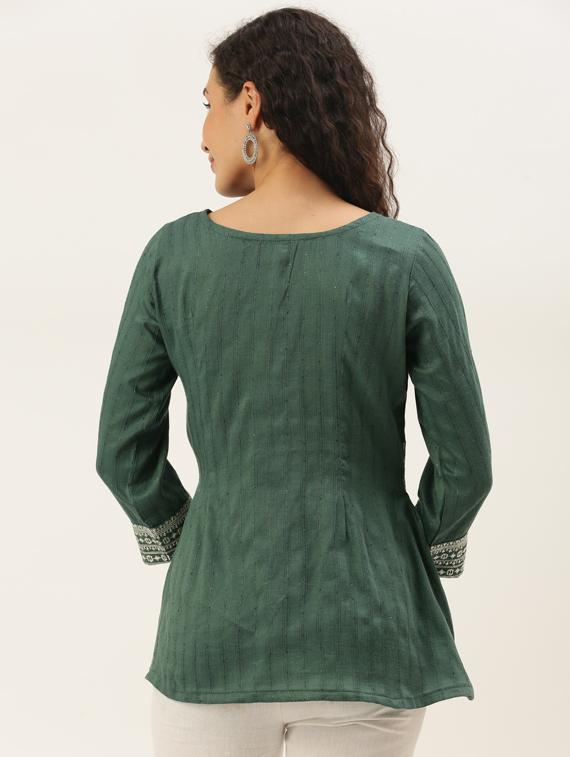 round neck printed peplum top - 17995065 - Zoom Image - 2