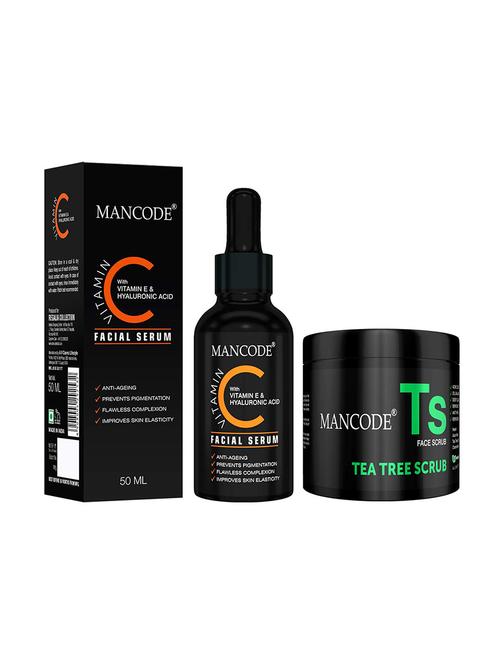 vitamin c serum 50 ml & mancode tea tree scrub 100 gram - 18002659 - Very Small Image - 1