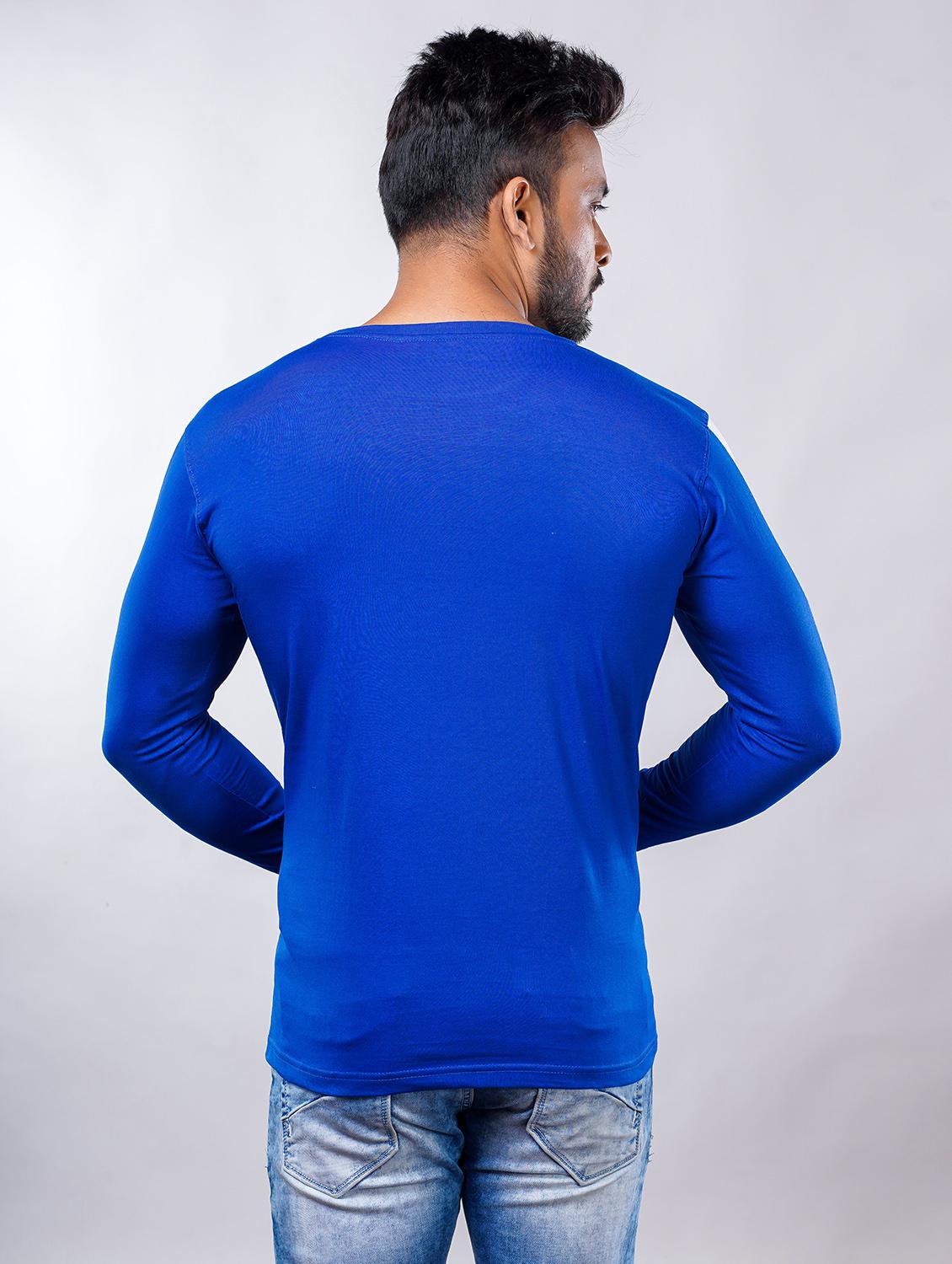 blue color block cut & sew t-shirt - 18007806 - Standard Image - 2