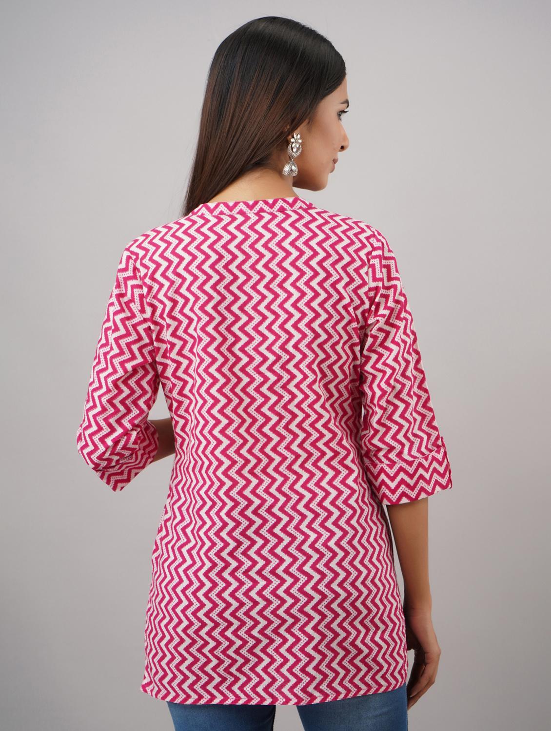mandarin neck printed regular kurti - 18011506 - Zoom Image - 2