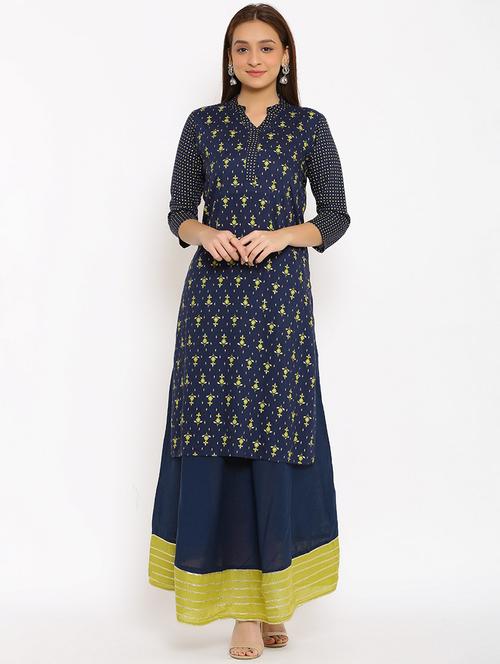 printed kurta skirt set - 18011749 - Very Small Image - 1