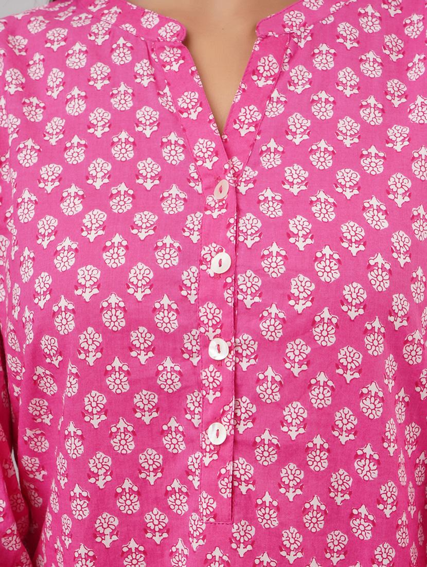 mandarin neck printed tunic - 18011776 - Standard Image - 3