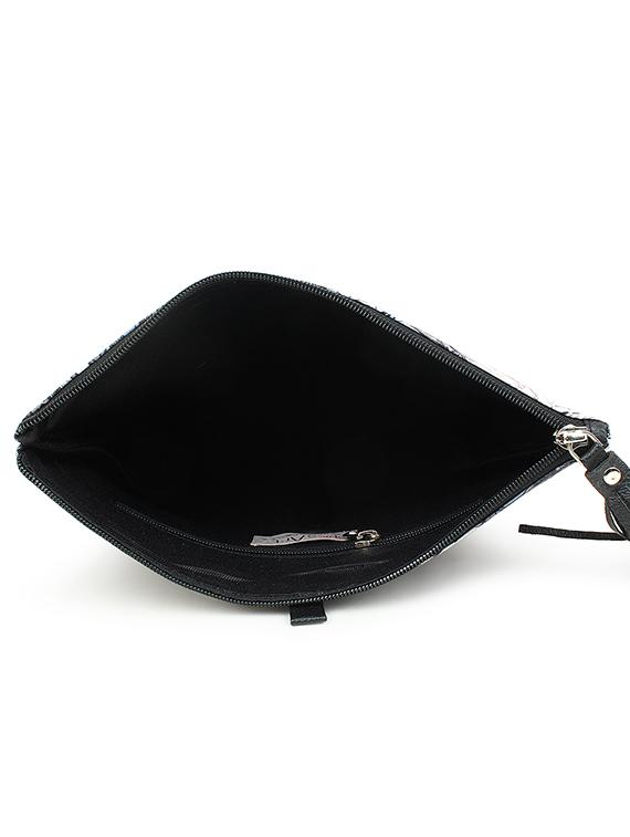 grey leatherette (pu) fold over clutch - 18012317 - Standard Image - 2