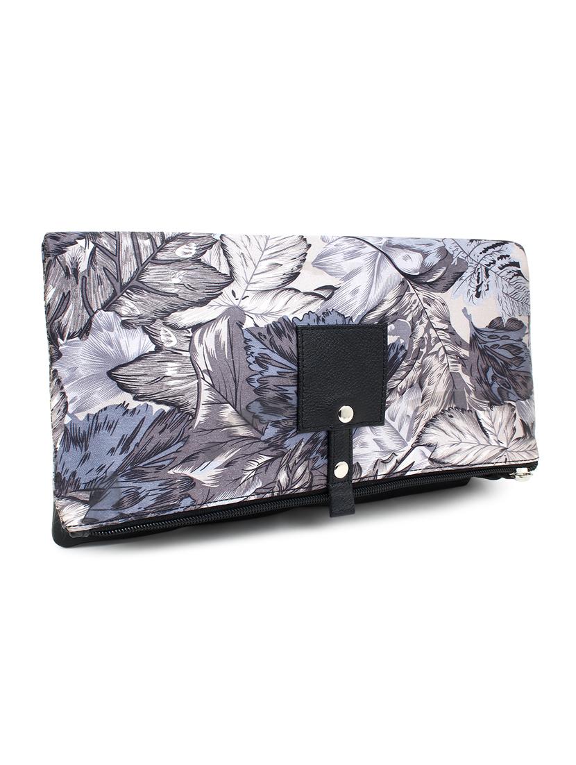 grey leatherette (pu) fold over clutch - 18012317 - Standard Image - 4