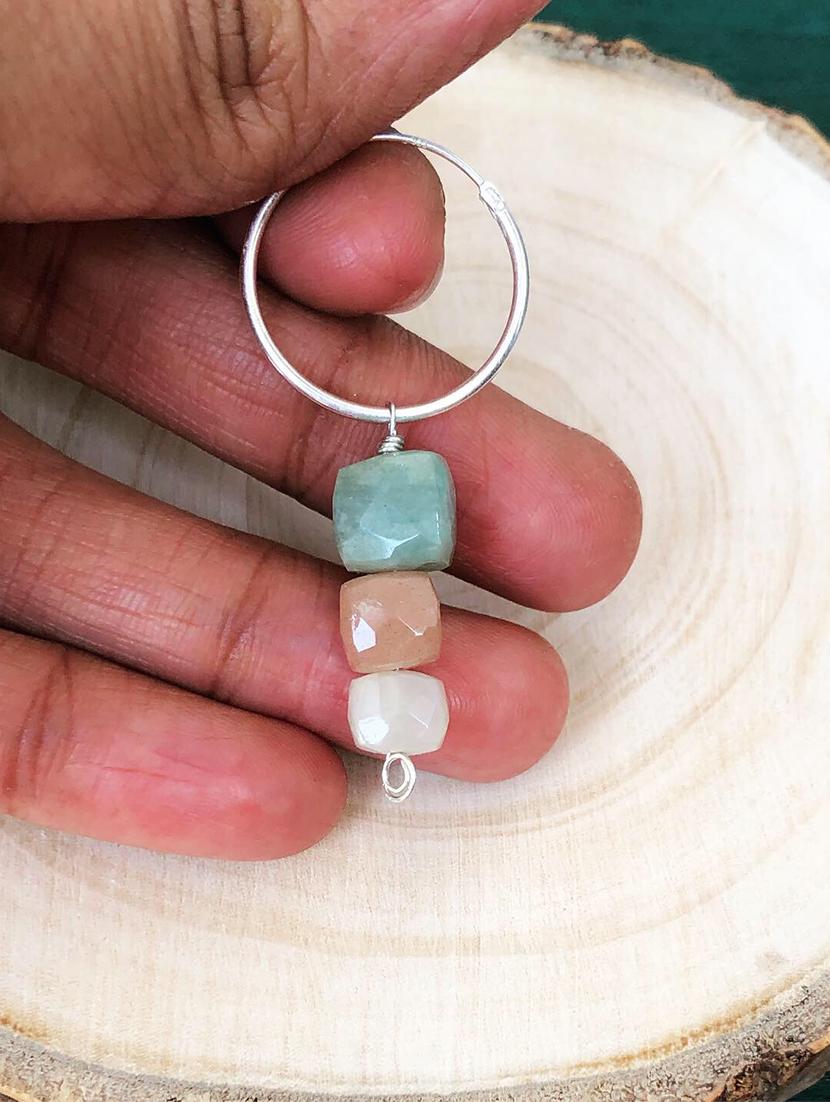 silver earrings with semi precious stones - 18013785 - Standard Image - 2