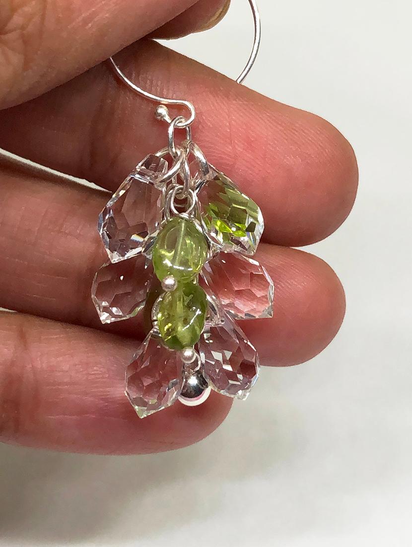 sterling silver drop earrings with peridot stone and crystals - 18013796 - Zoom Image - 2