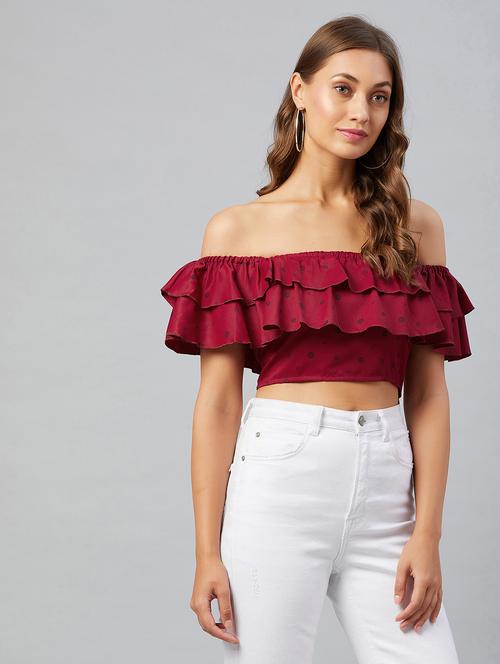 women's ruffle off shoulder top - 18021286 -  Standard Image - 0