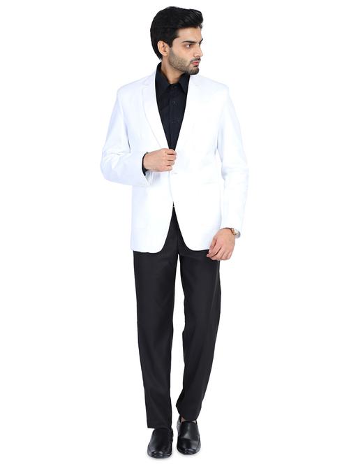 white solid linen single breasted suit - 18025171 - Very Small Image - 1
