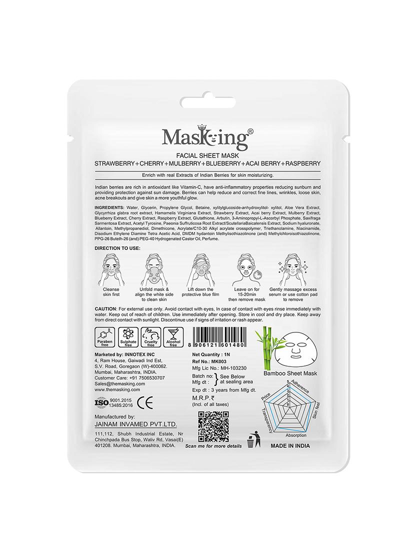 masking bamboo facial sheet mask of tea tree & matcha tea for sebum control ideal for women & men, 20ml each (pack of 3) - 18032406 - Standard Image - 3