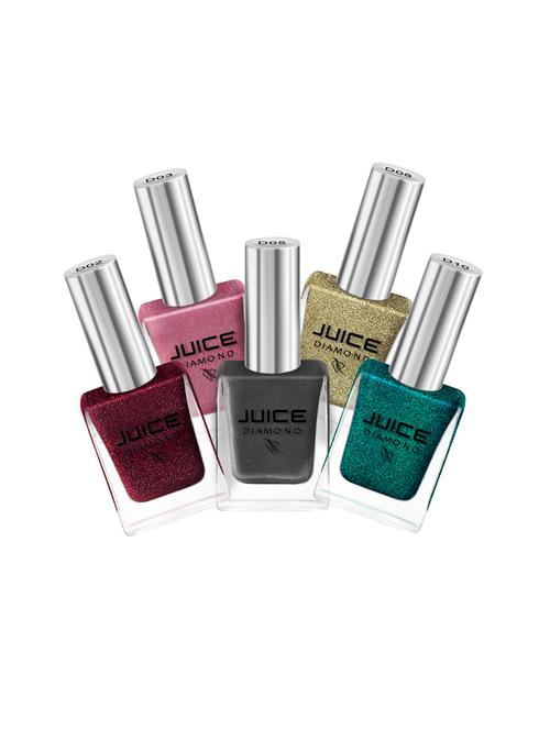 juice nail polish pack of 5 berry shimmer-d02/pink-d03/silver bullet-d05/magic crystal-d08/aqua crystal-d10 diamond combo_23 - 18043999 - Very Small Image - 1