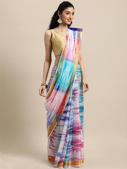 women's printed multi colored saree with blouse - 18044132 - Standard Image - 0
