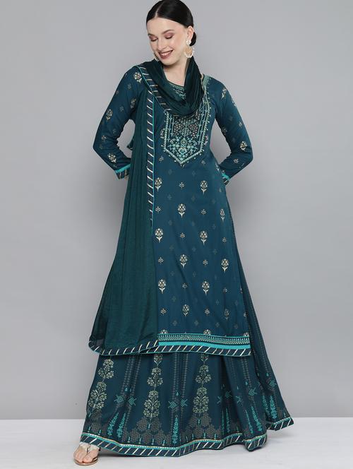 embroidered kurta skirt set - 18045045 - Very Small Image - 1
