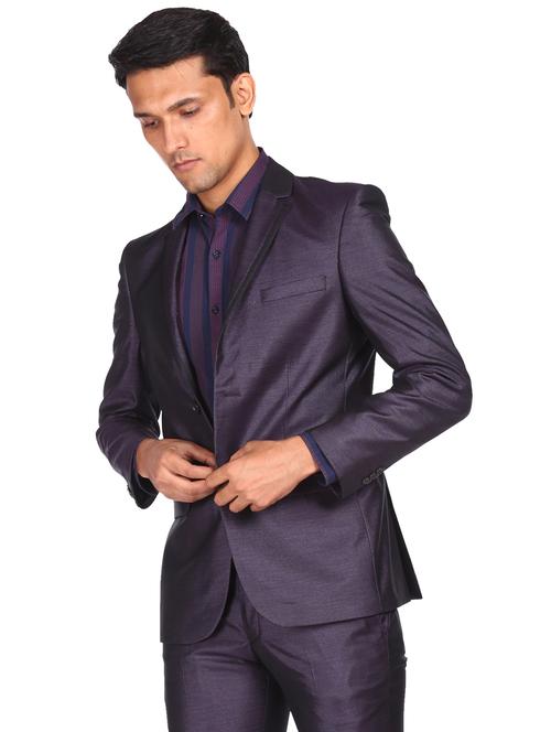 purple color men's 3 piece suit - 18045903 - Very Small Image - 1