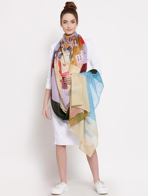 multi colored cotton stole - 18047770 - Very Small Image - 1