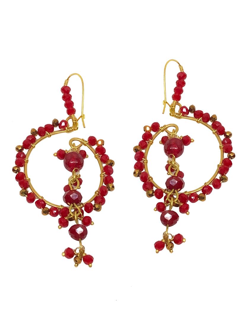 red brass chandellier earring