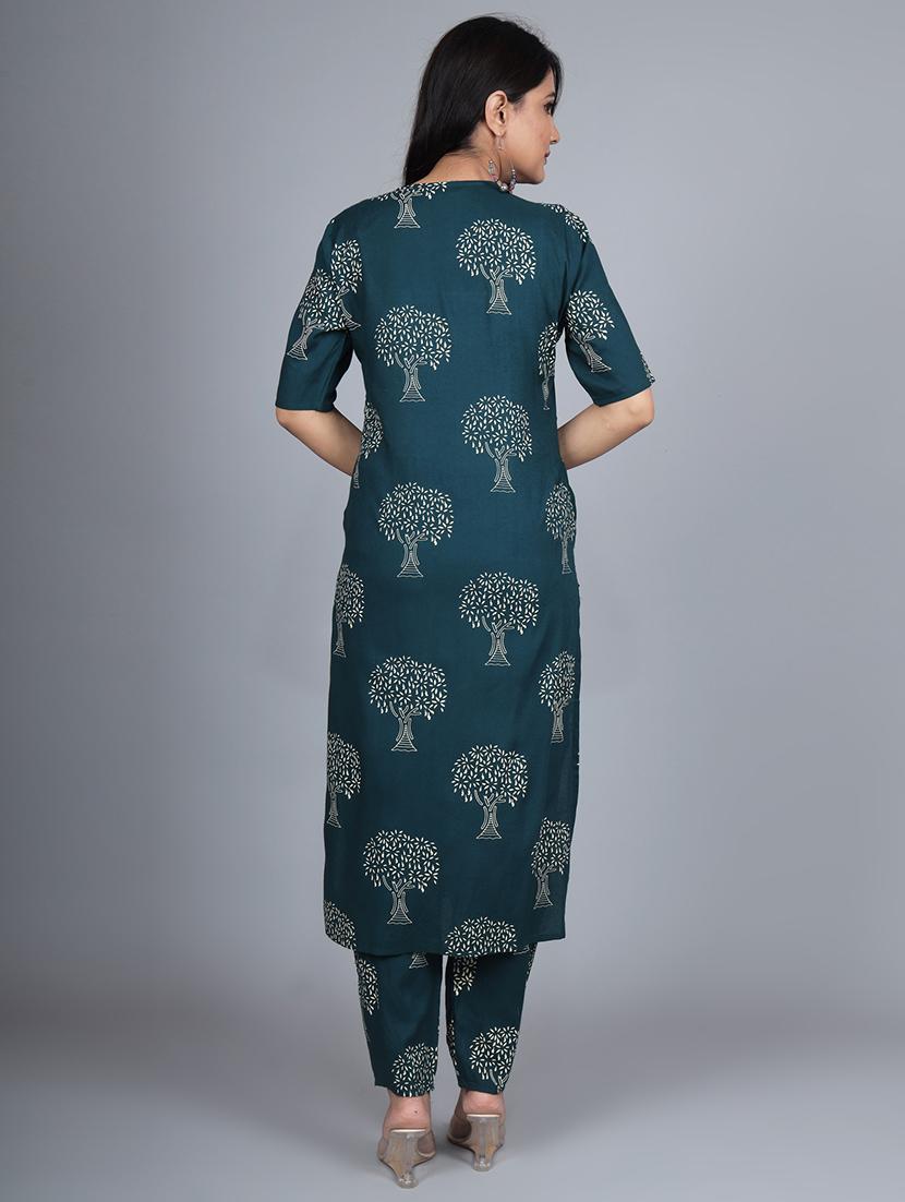 blue rayon kurta pant set - 18049790 - Zoom Image - 2