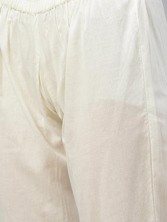 offwhite cotton kurta pant set - 18054207 - Standard Image - 3